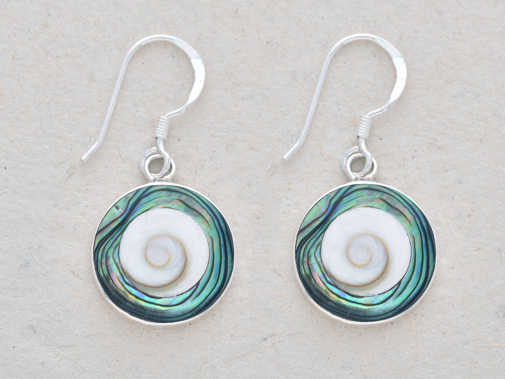 Round Shiva's Eye with Color Lined Earrings (Large)