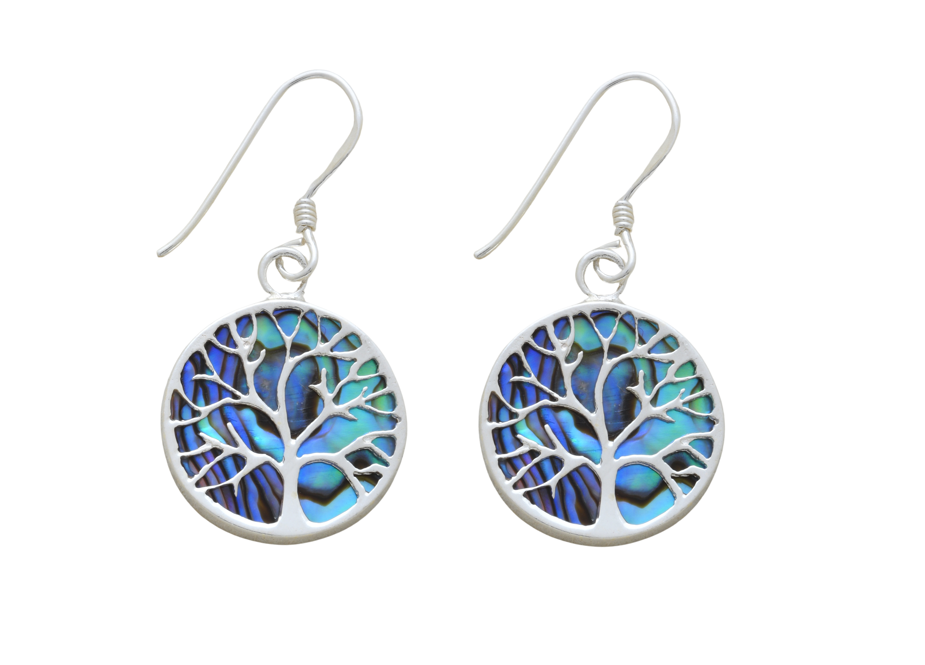 Tree Of Life Earrings In Circles, Tree Of Life Silver Earrings Tree Of Life Earrings In Circles, Tree Of Life Silver Earrings