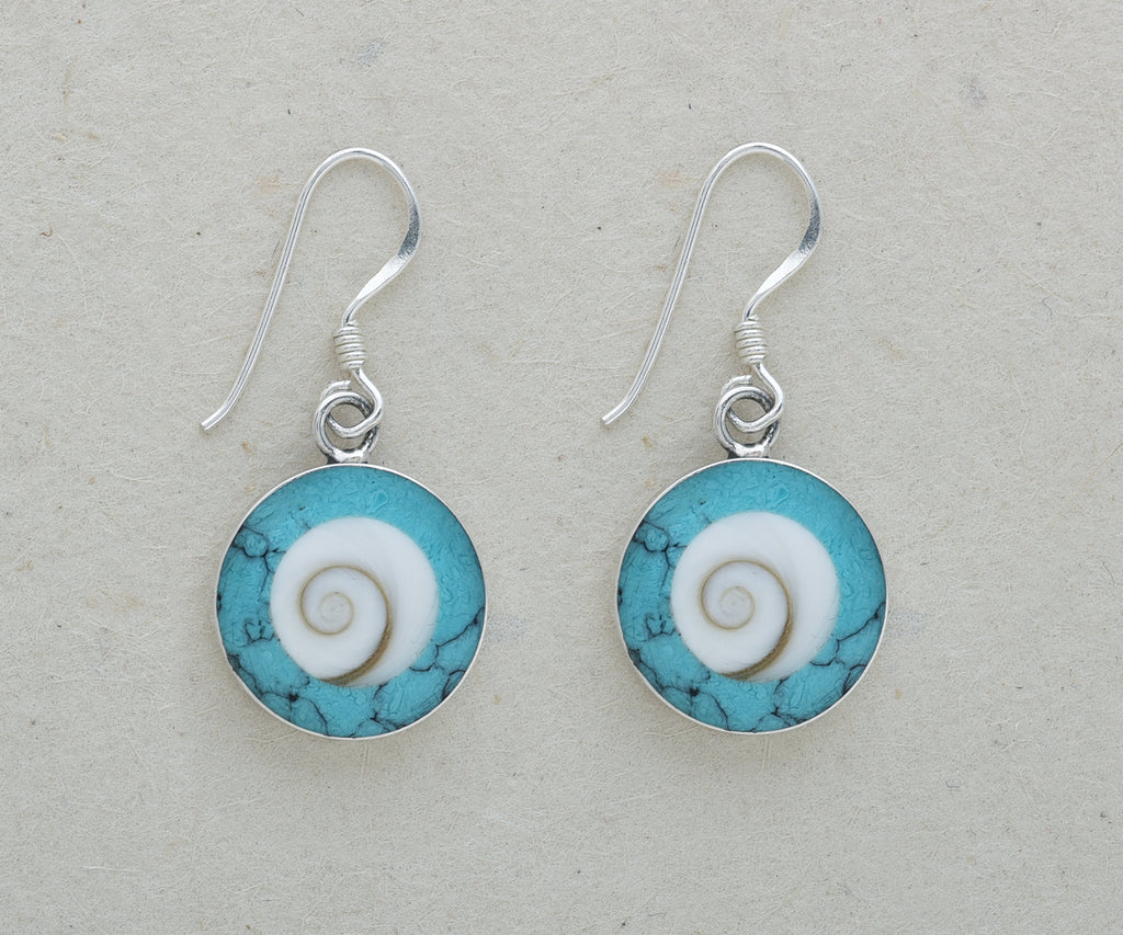 Round Shiva's Eye with Color Lined Earrings (Large)