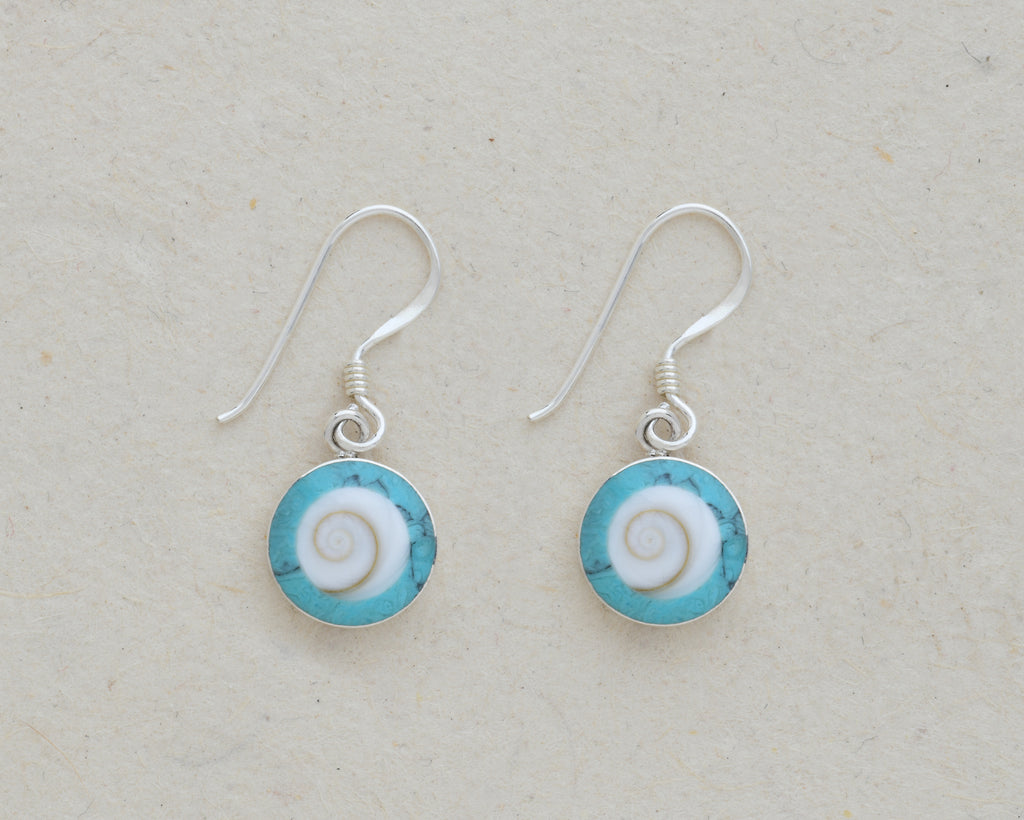 Round Shiva's Eye with Color Lined Earrings (Small)