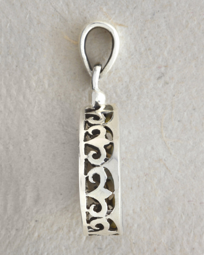 Thick Etched Oval Pendant
