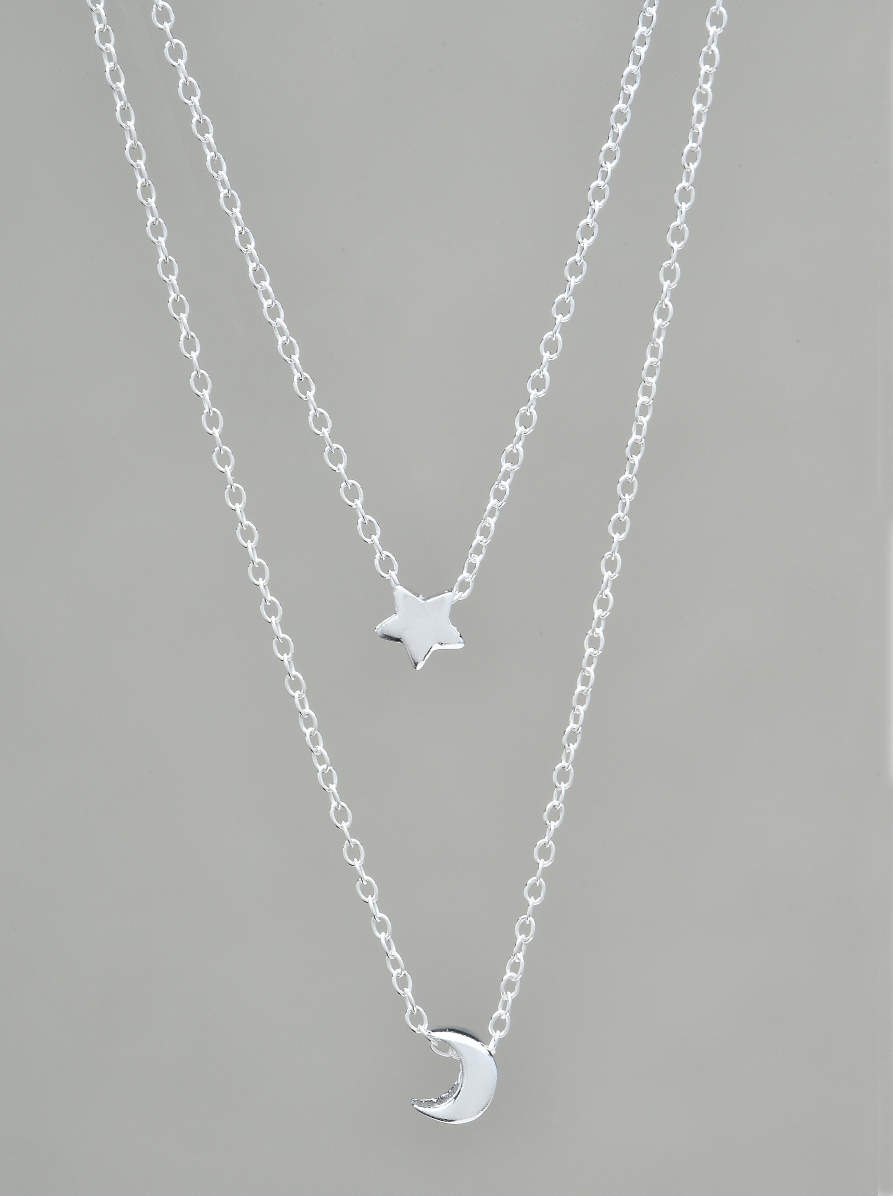 Sterling Silver Sparkle Star and Moon Layered Necklace | Accessorize UK  Navigation Catalog | Accessorize UK