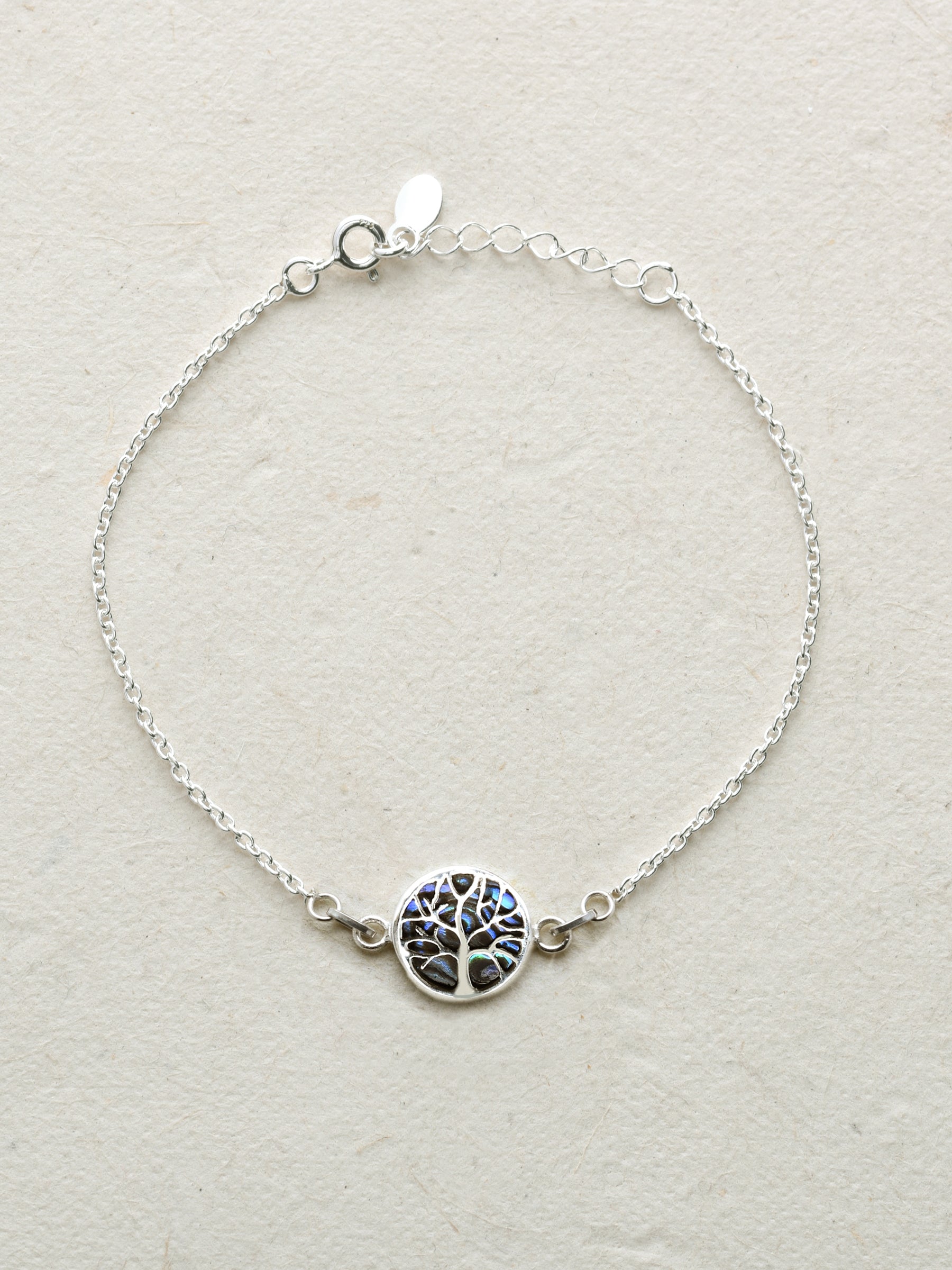 Tree of Life Bolo Bracelet with Diamonds in Sterling Silver